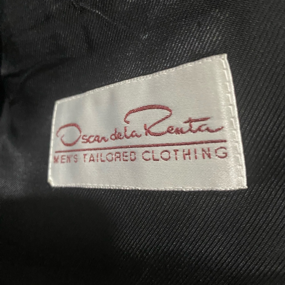 Oscar de la Renta Men’s Pinstripe Blazer 46R Wool Charcoal Gray 2-Button Vintage - Picture 4 of 9